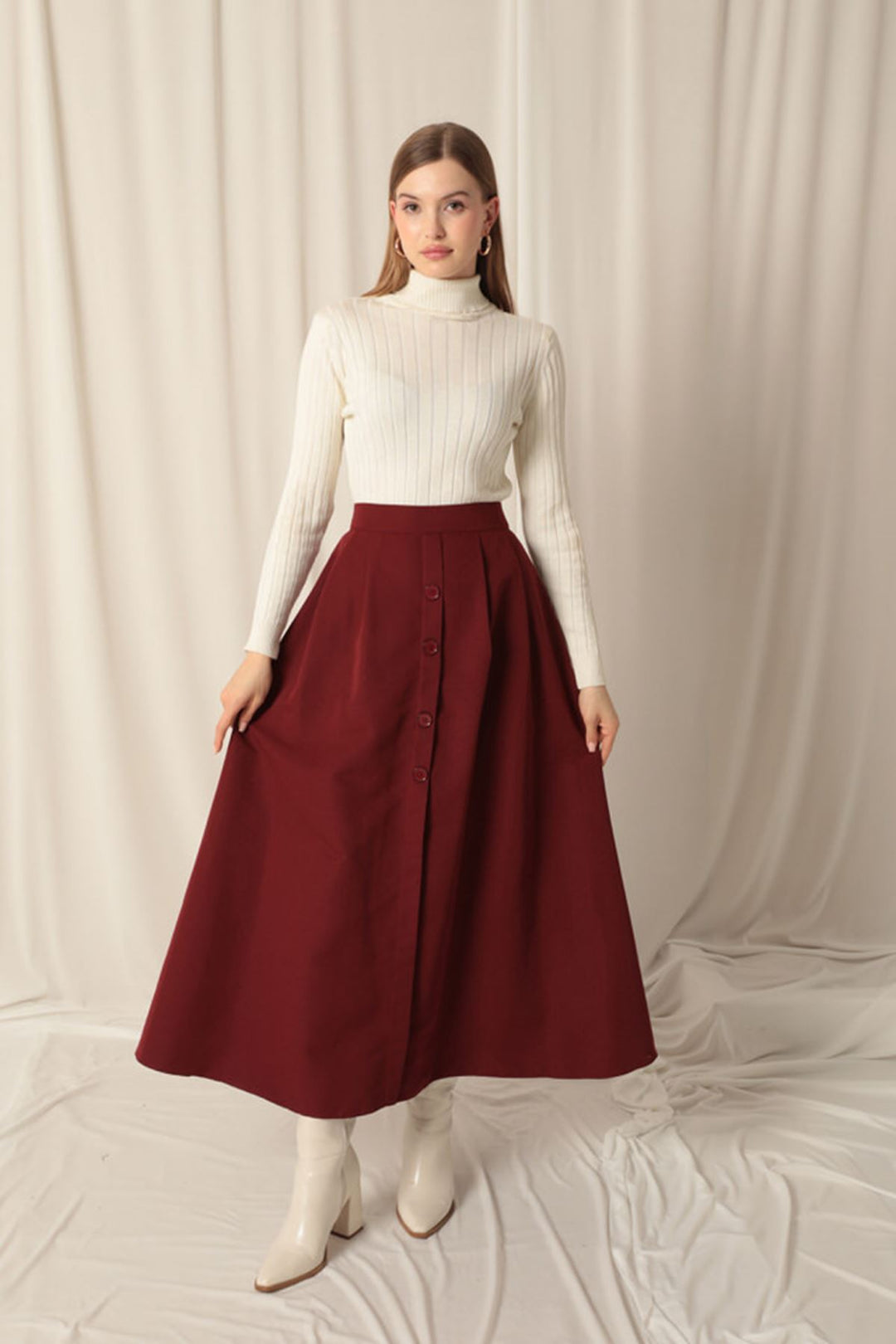 KKT Torino Fabric Women's Burgundy Skirt Suit - Ágioi Anárgyroi