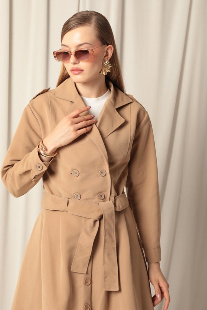 KKT Torino Fabric Women's Tan Skirt Suit - Meoqui