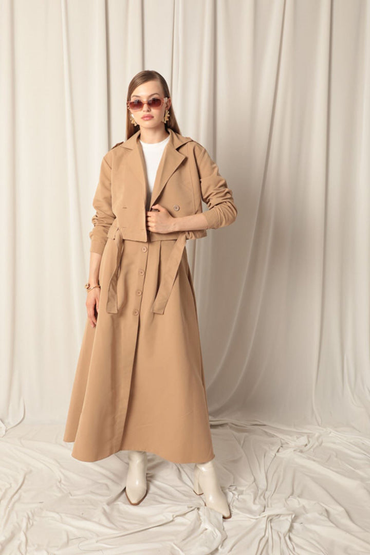 KKT Torino Fabric Women's Tan Skirt Suit - Meoqui