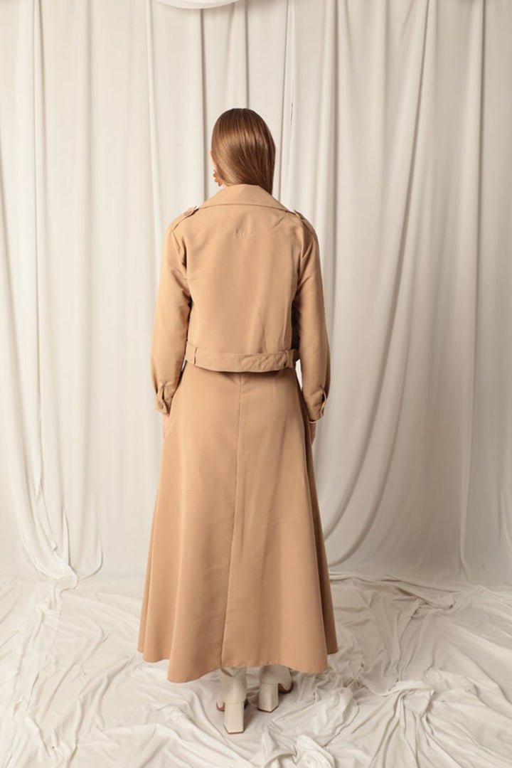 KKT Torino Fabric Women's Tan Skirt Suit - Meoqui