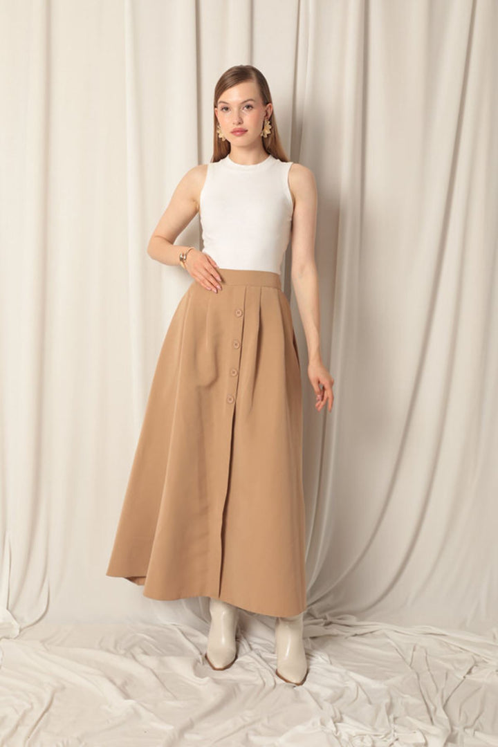 KKT Torino Fabric Women's Tan Skirt Suit - Meoqui