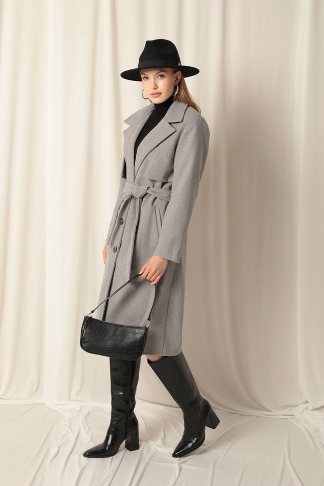 KKT Cashmere Fabric Women's Grey Coat - Swadlincote