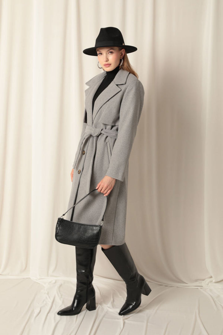 KKT Cashmere Fabric Women's Grey Coat - Swadlincote