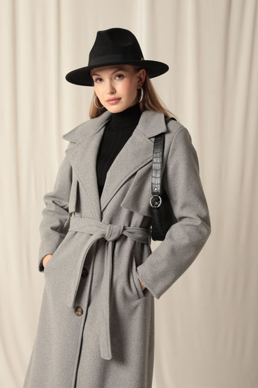 KKT Cashmere Fabric Women's Grey Coat - Swadlincote