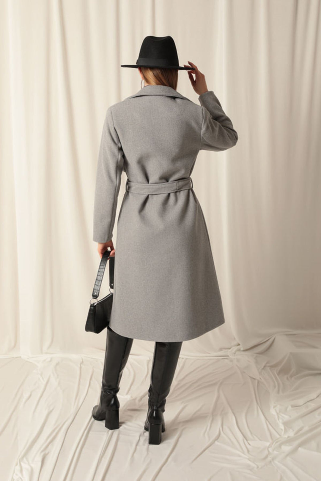 KKT Cashmere Fabric Women's Grey Coat - Swadlincote