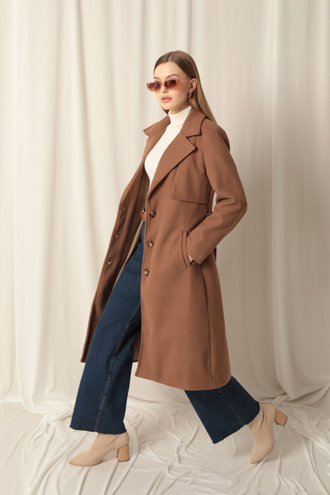 KKT Cashmere Fabric Women's Tan Coat - Tuttlingen