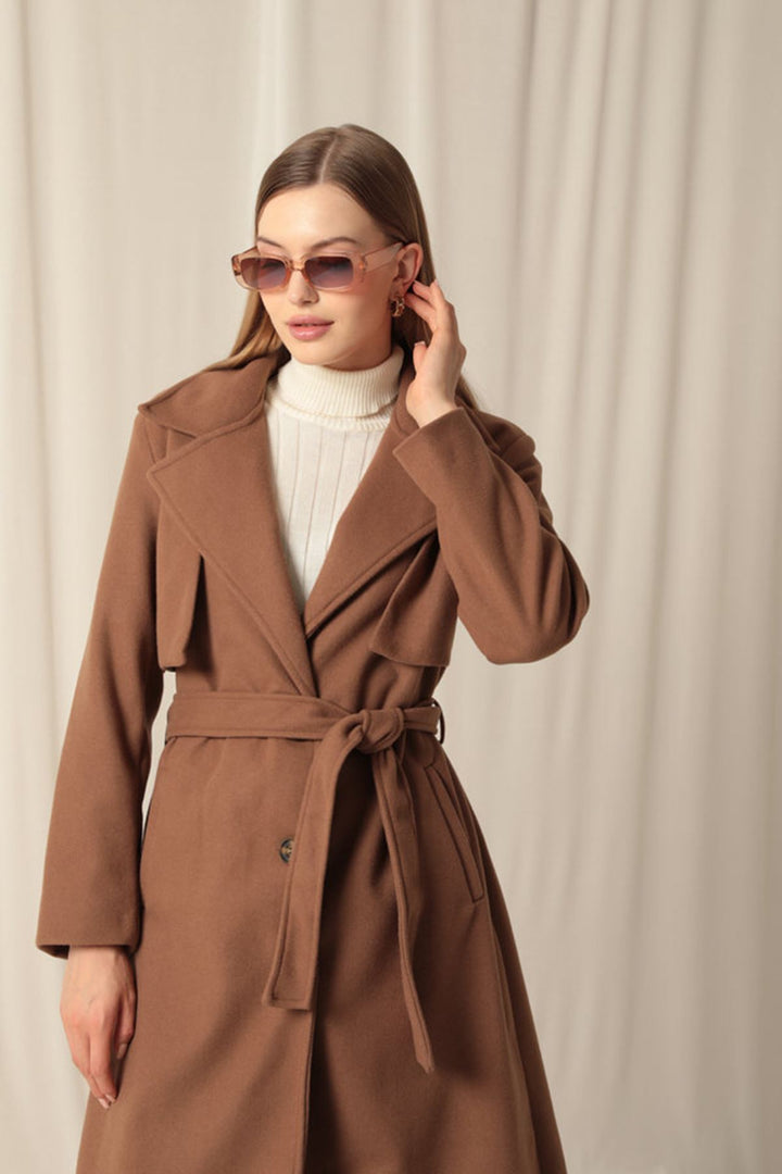 KKT Cashmere Fabric Women's Tan Coat - Tuttlingen
