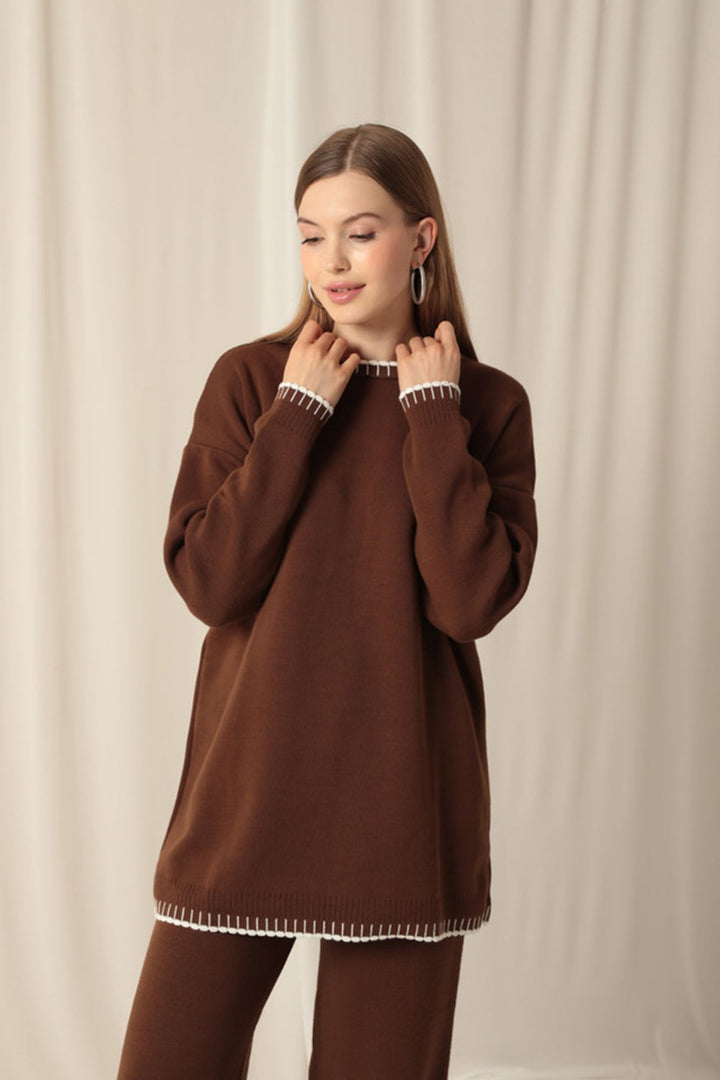 KKT Knitwear Fabric Women's Brown Suit - Methuen Town