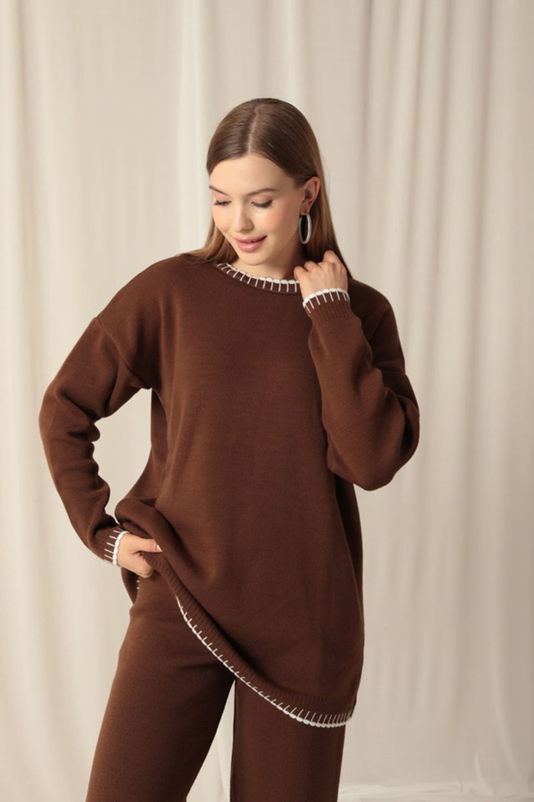 KKT Knitwear Fabric Women's Brown Suit - Methuen Town