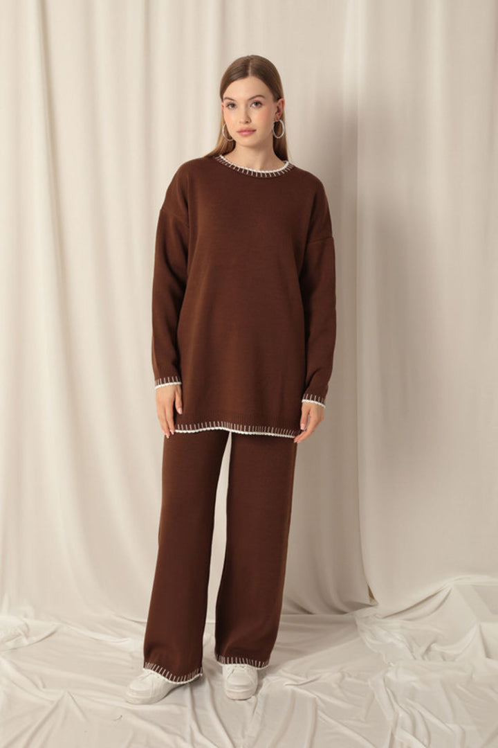 KKT Knitwear Fabric Women's Brown Suit - Methuen Town
