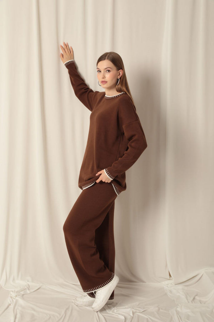 KKT Knitwear Fabric Women's Brown Suit - Methuen Town