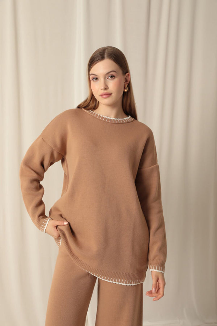 KKT Knitwear Fabric Women's Camel Suit - Kamen