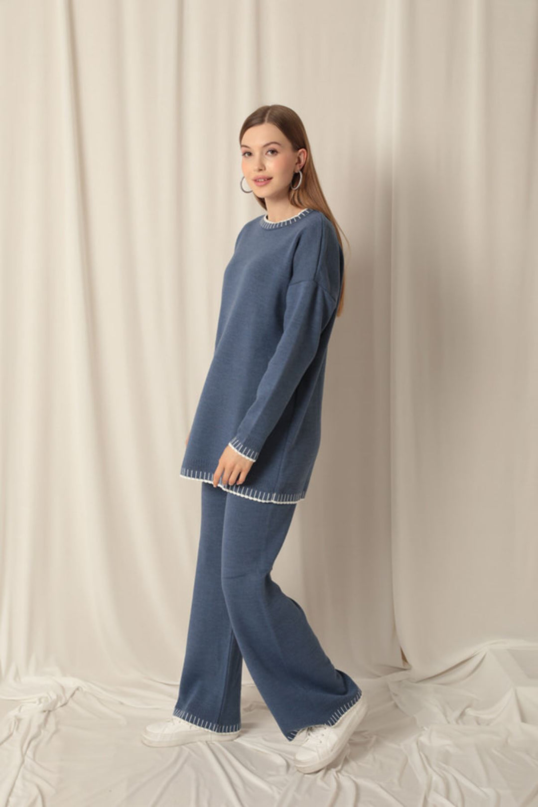 KKT Knitwear Fabric Women's Indigo Suit - Carpi