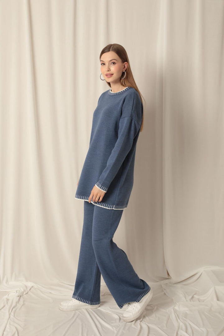 KKT Knitwear Fabric Women's Indigo Suit - Carpi