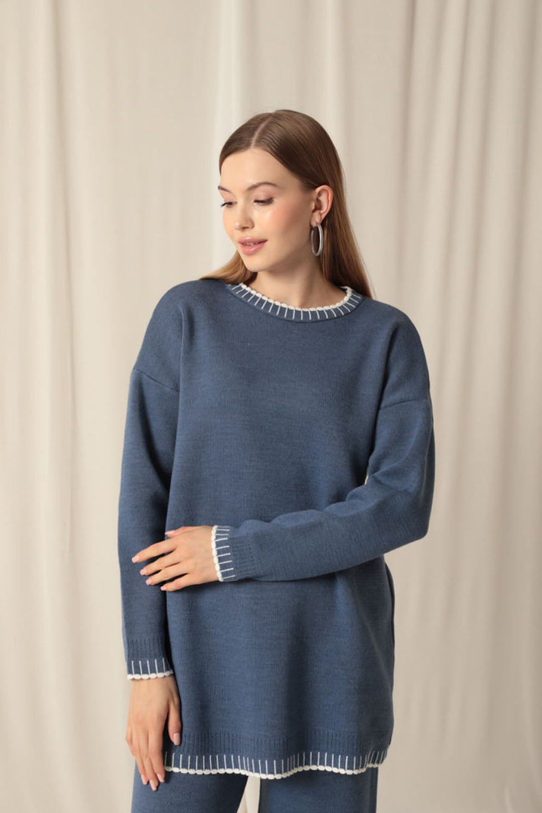 KKT Knitwear Fabric Women's Indigo Suit - Carpi