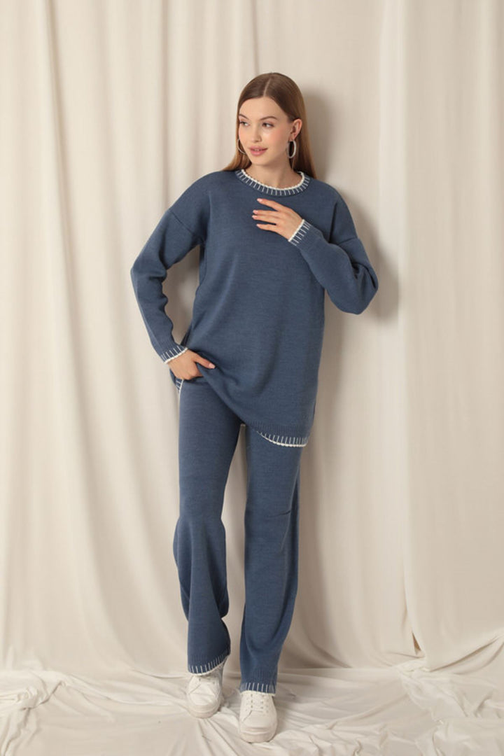 KKT Knitwear Fabric Women's Indigo Suit - Carpi