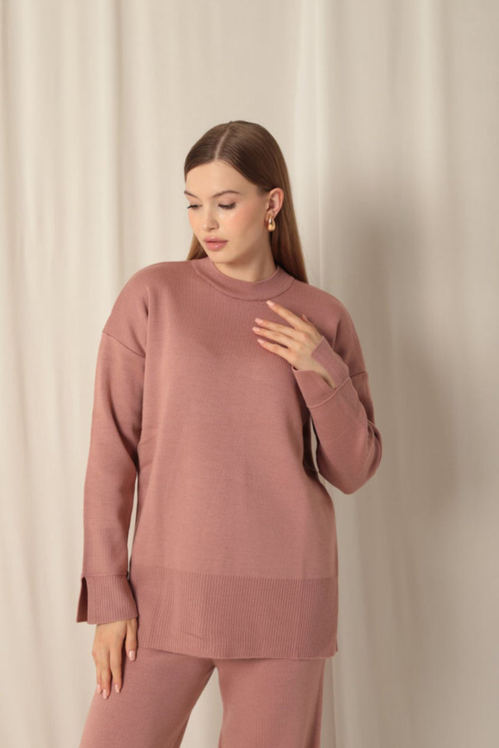 KKT Knitwear Fabric Plain Women's Dusty Rose Suit - Brasschaat
