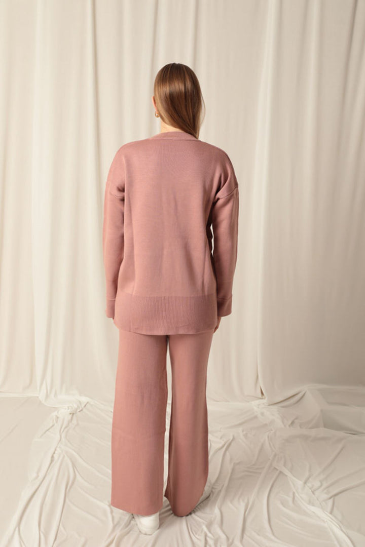 KKT Knitwear Fabric Plain Women's Dusty Rose Suit - Brasschaat