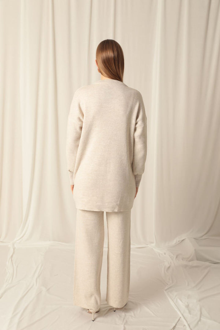 KKT Knitwear Fabric Crew Neck Women's Stone Suit - Little Elm