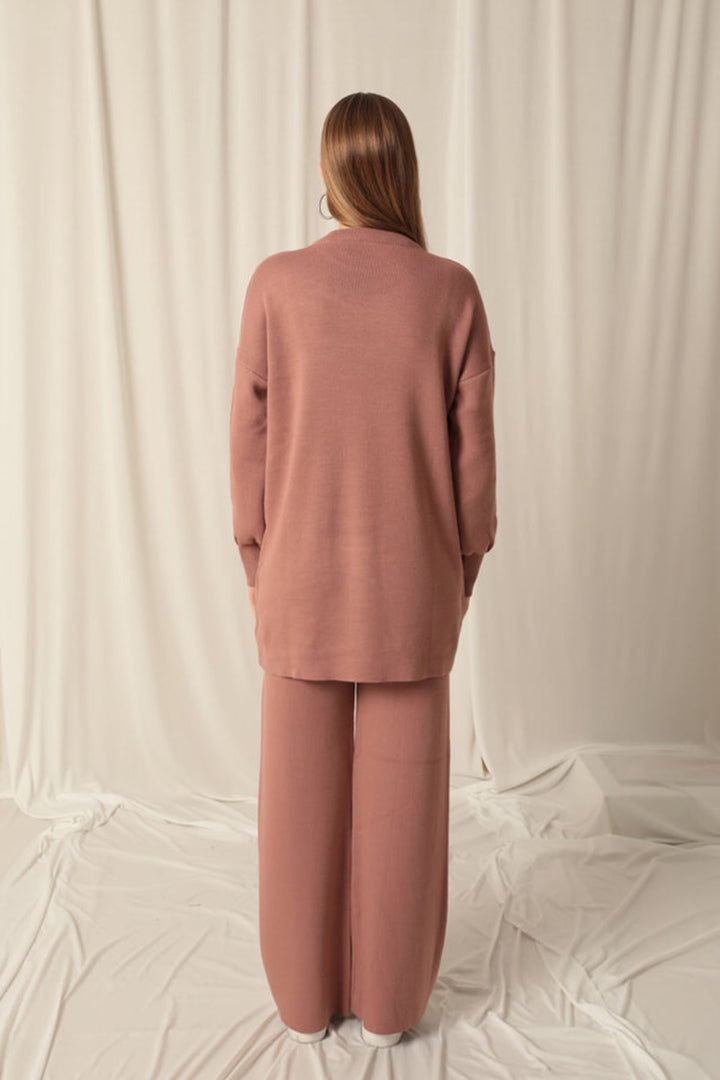 KKT Knitwear Fabric Crew Neck Women's Rose Dusty Suit - Mataró