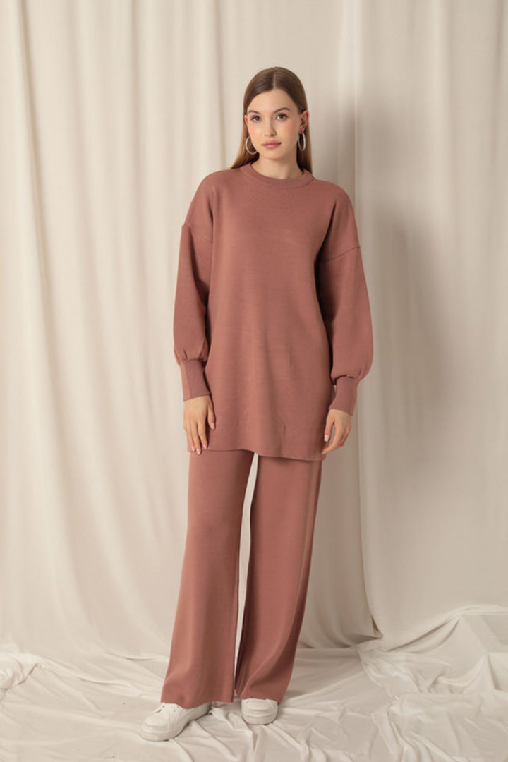 KKT Knitwear Fabric Crew Neck Women's Rose Dusty Suit - Mataró
