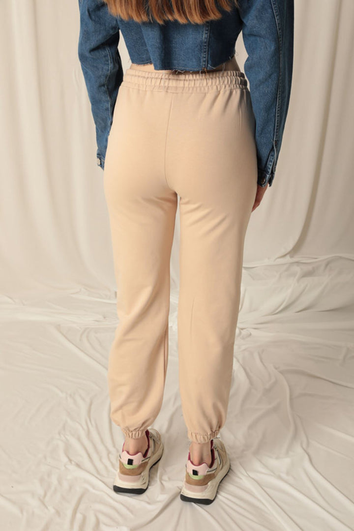 KKT Double Yarn Fabric Elastic Leg Women's Beige Tracksuit - Saint-Jean-sur-Richelieu