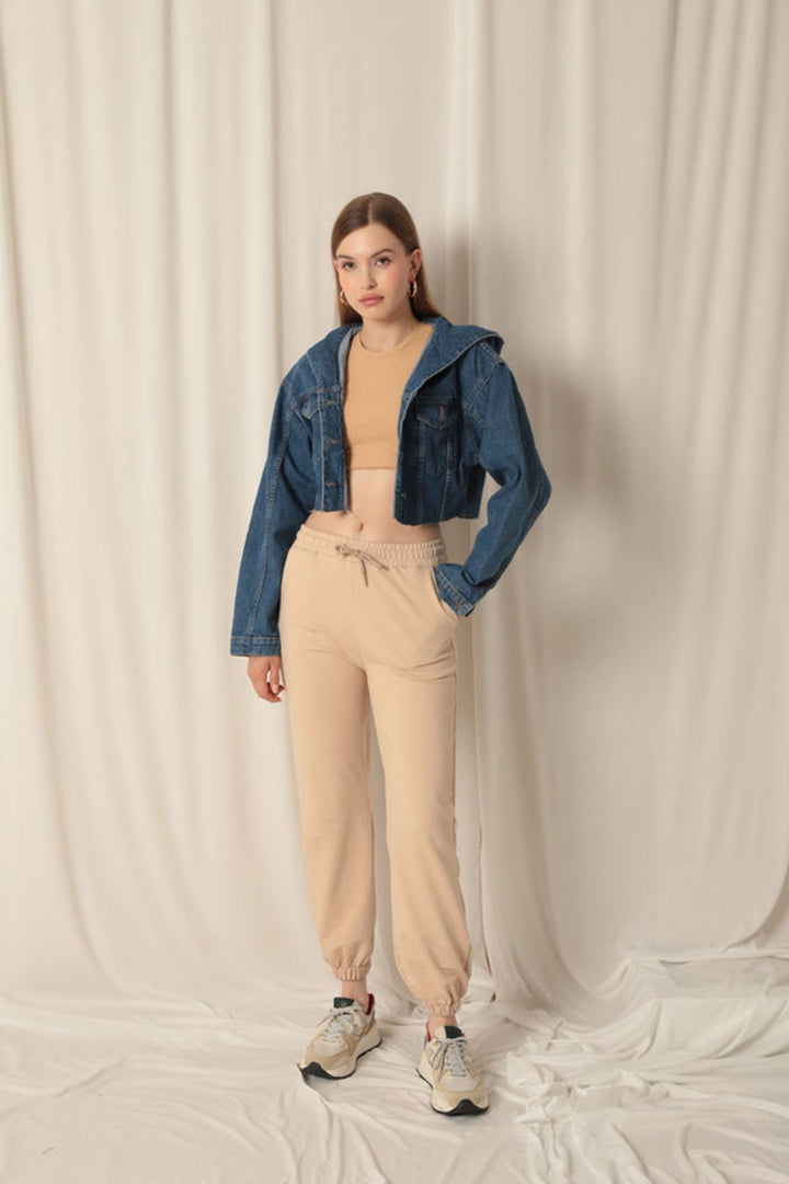 KKT Double Yarn Fabric Elastic Leg Women's Beige Tracksuit - Saint-Jean-sur-Richelieu