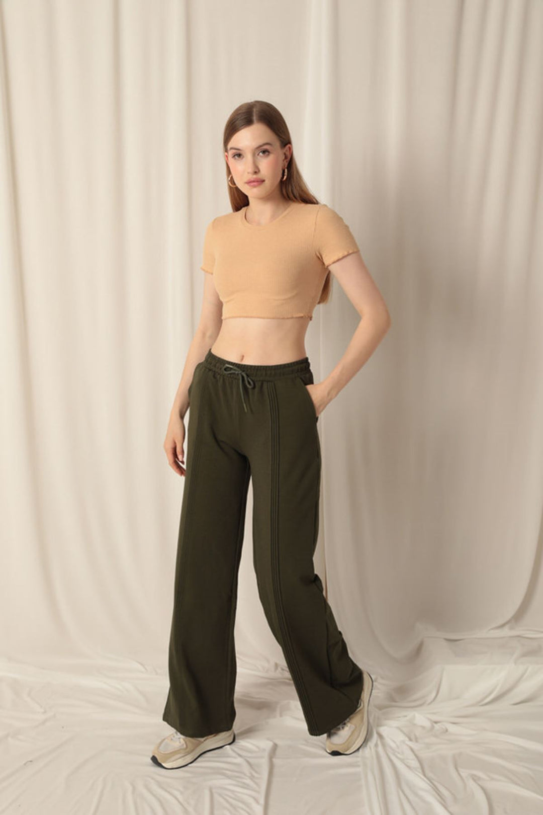 KKT Double Yarn Fabric Women's Khaki Tracksuit - Rotorua