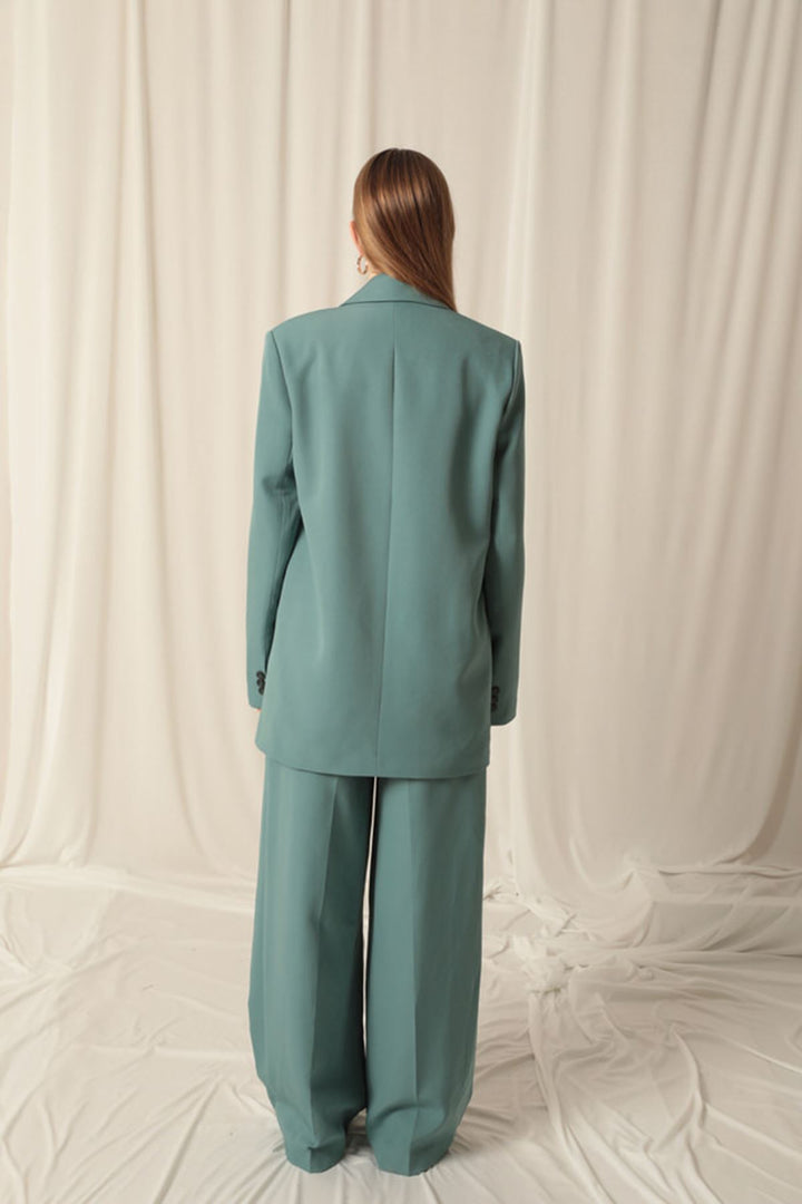 KKT Atlas Fabric Women's Oversize Green Jacket - Zacatelco