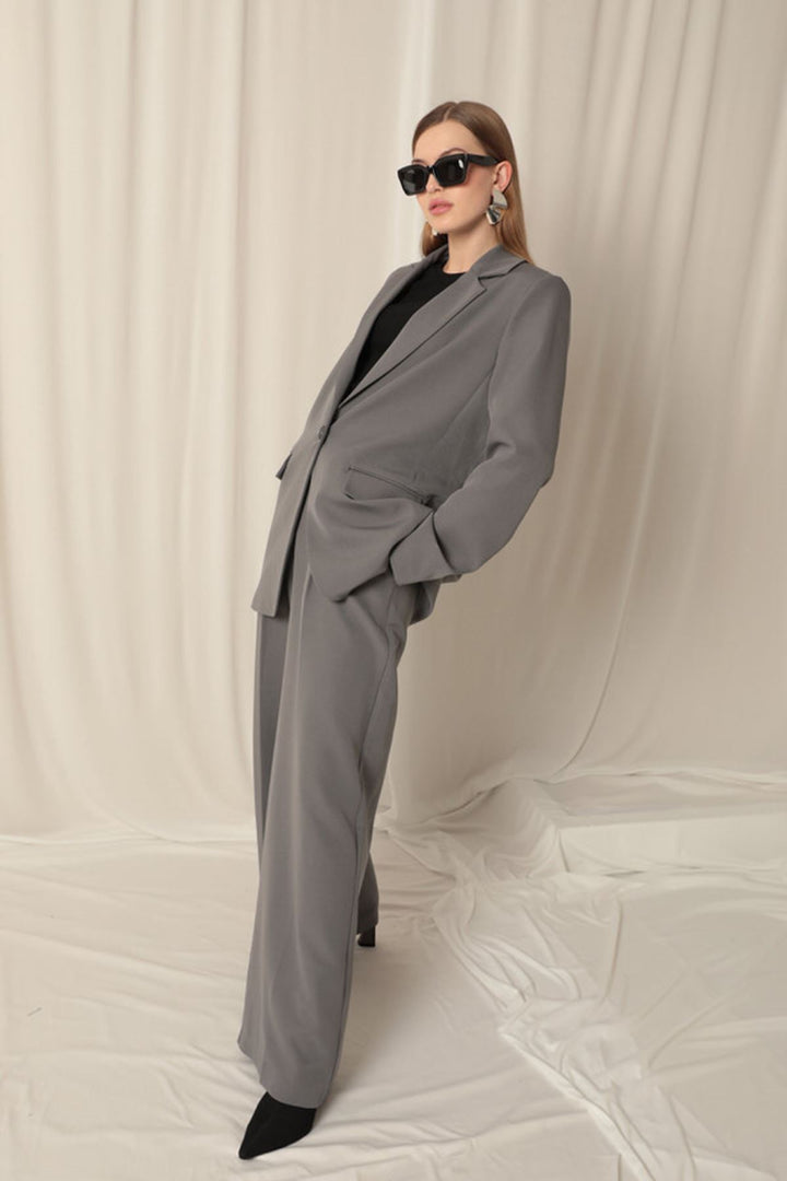 KKT Atlas Fabric Oversize Women's Grey Jacket - Merced