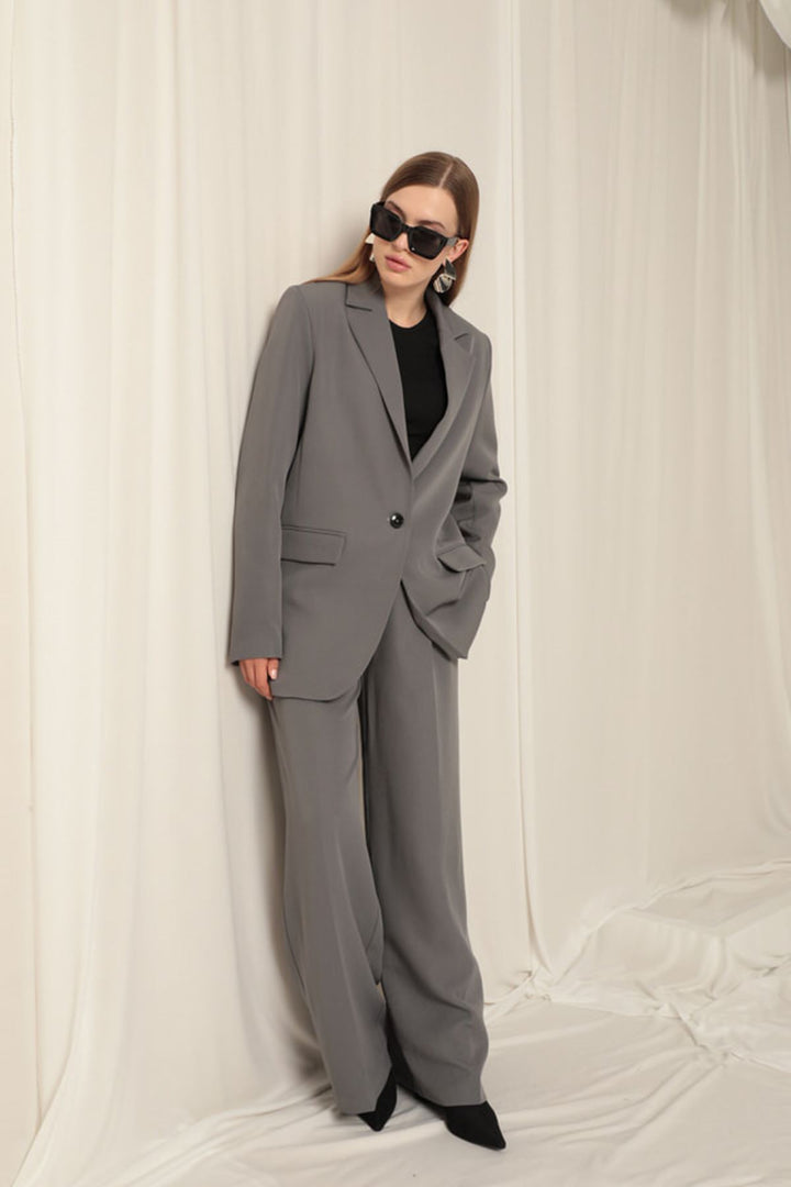 KKT Atlas Fabric Oversize Women's Grey Jacket - Merced