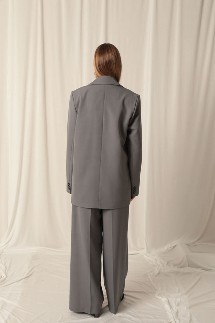 KKT Atlas Fabric Oversize Women's Grey Jacket - Merced
