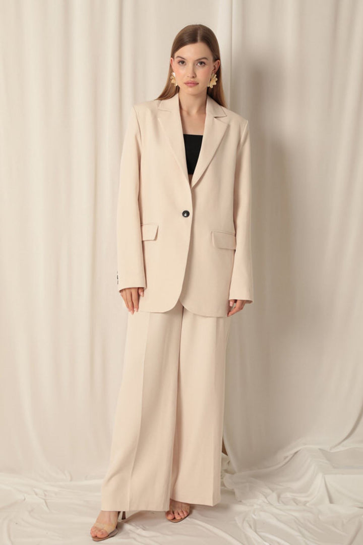 KKT Atlas Fabric Oversize Women's Beige Jacket - Germering