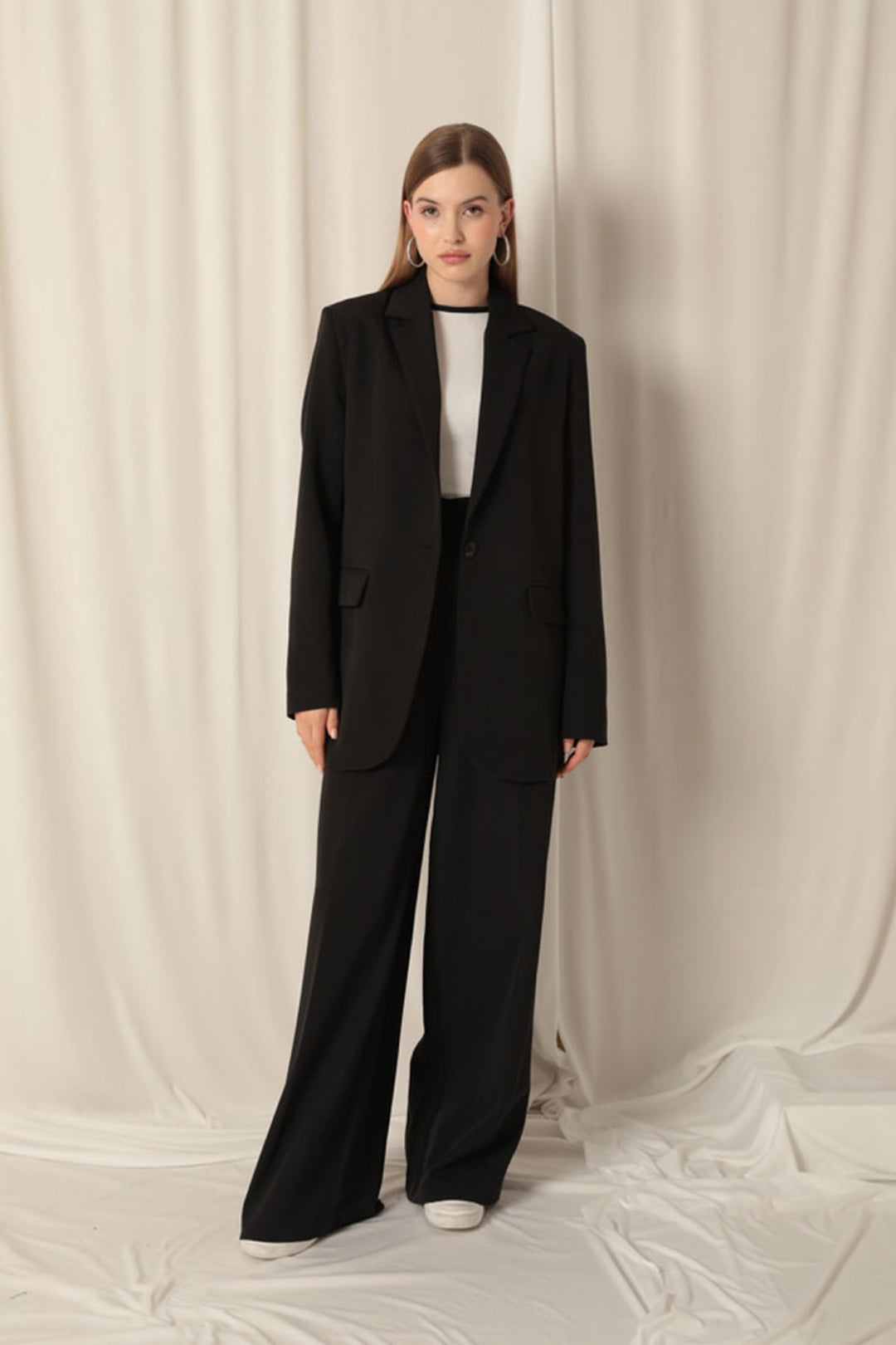 KKT Atlas Fabric Oversize Women's Black Jacket - Normal