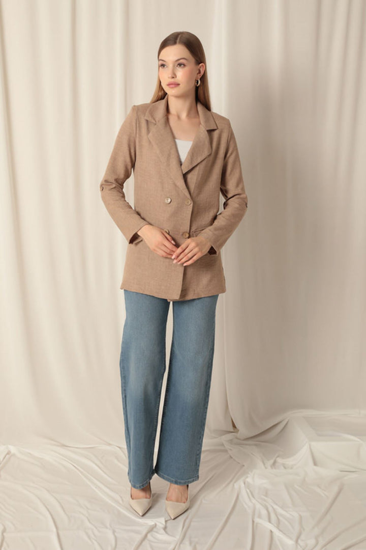 KKT Melange Linen Fabric Women's Indigo Jacket - Tübingen