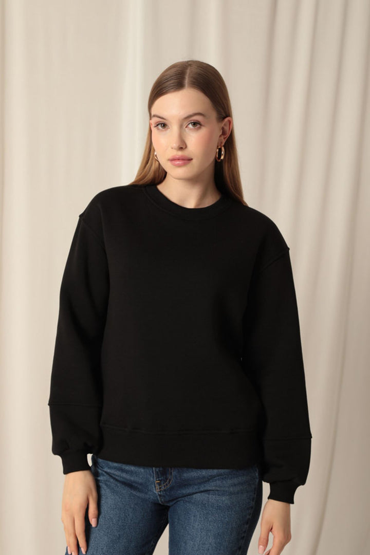 KKT Three Thread Fabric Zero Collar Women's Black Sweat - Santa María Huatulco