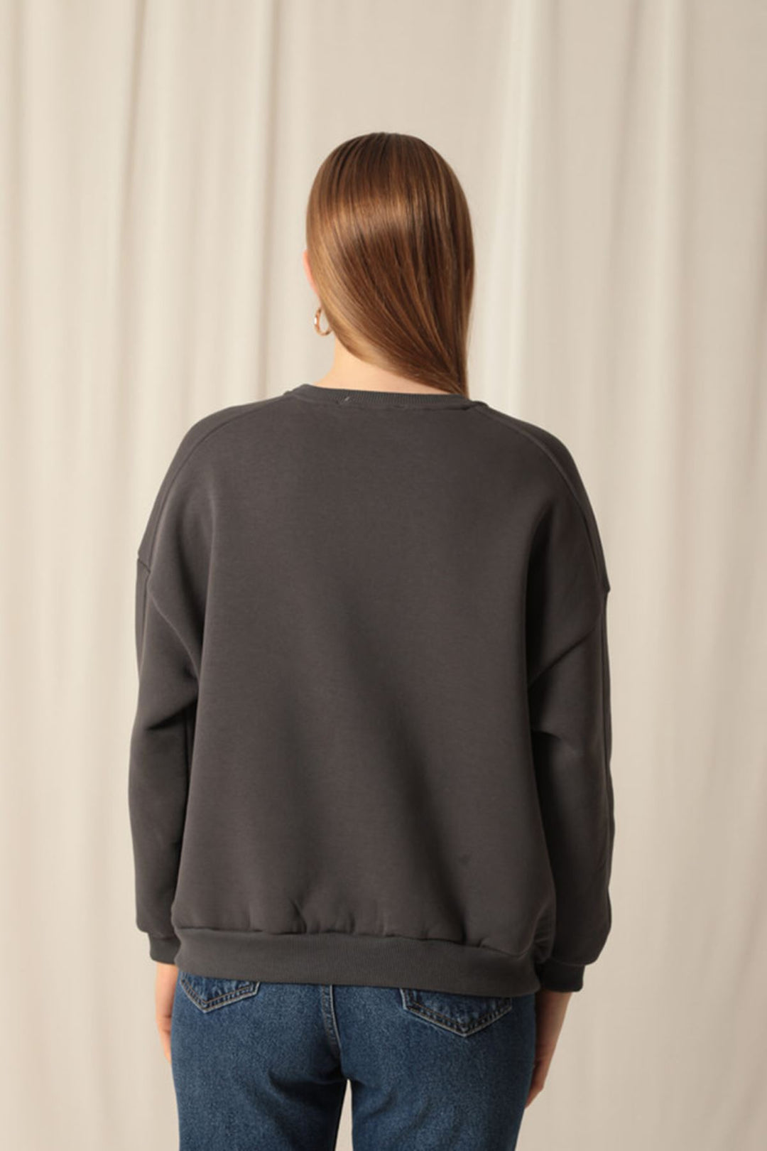 KKT Three Thread Fabric Zero Collar Women's Anthracite Sweat - Évreux