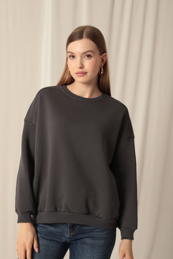 KKT Three Thread Fabric Zero Collar Women's Anthracite Sweat - Évreux