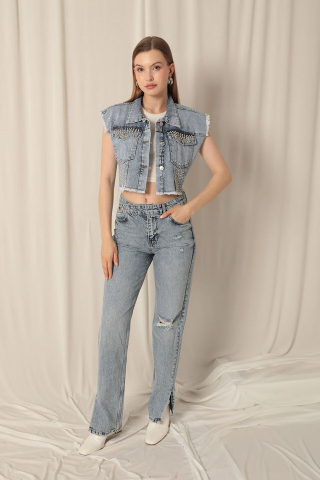 KKT Denim Fabric Women's Blue Vest - Quinte West