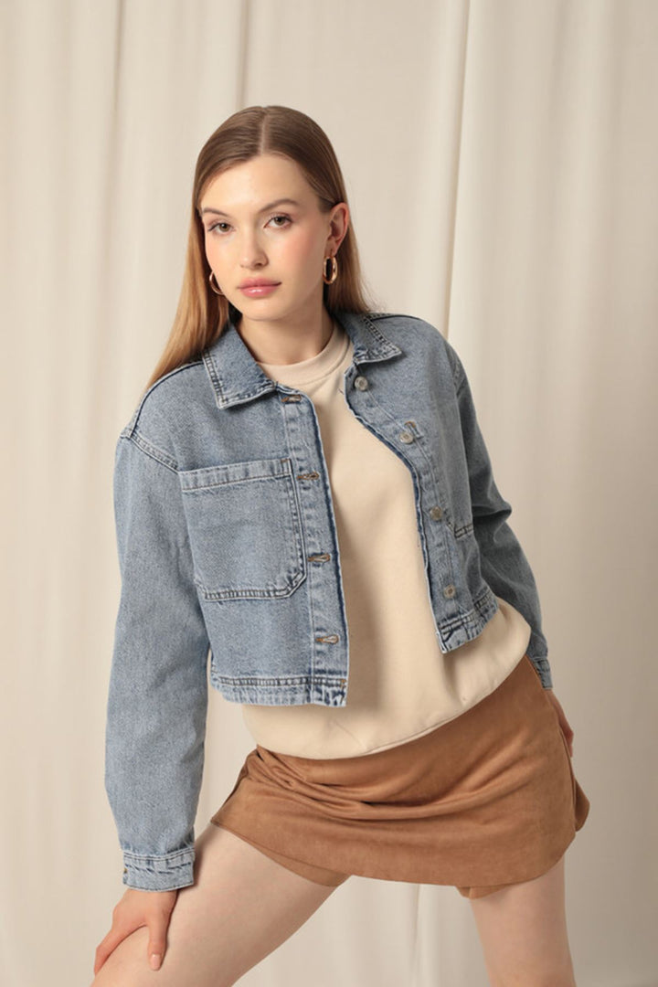 KKT Denim Fabric Women's Blue Jacket - Playa Vicente