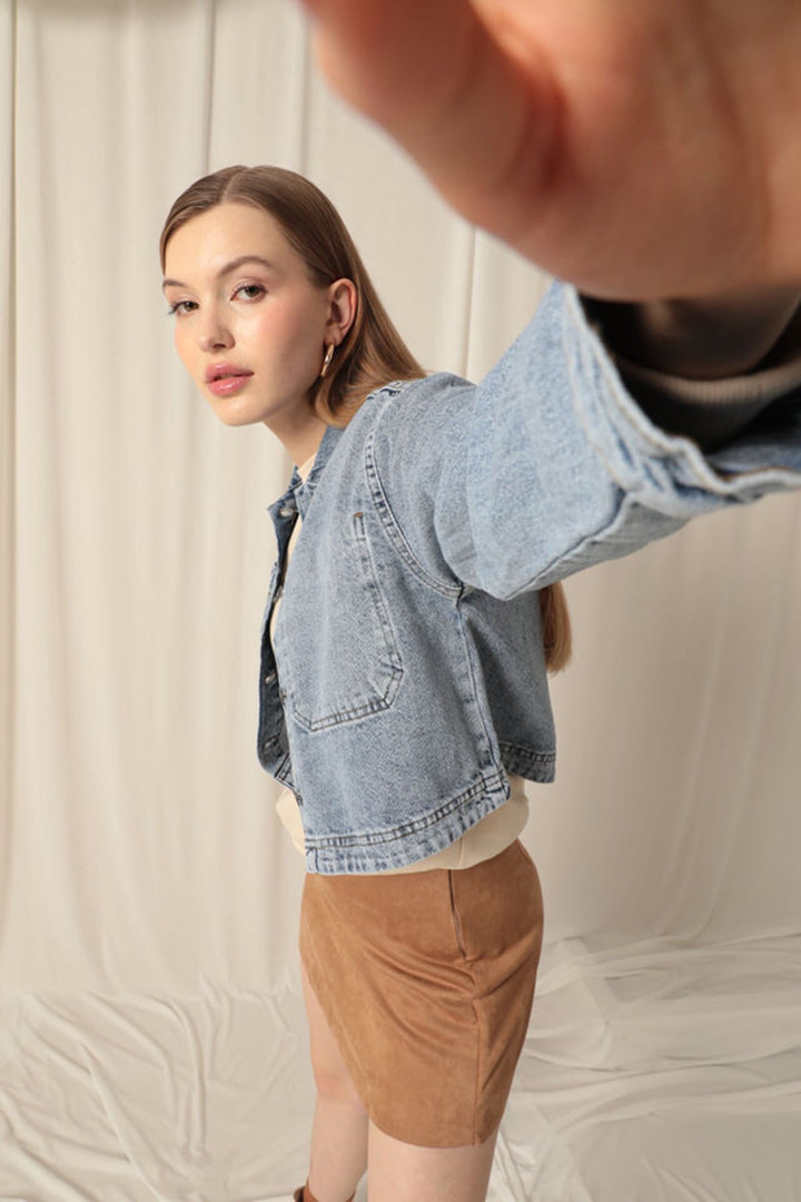 KKT Denim Fabric Women's Blue Jacket - Playa Vicente