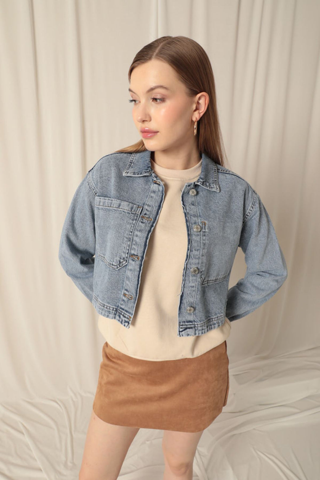 KKT Denim Fabric Women's Blue Jacket - Playa Vicente