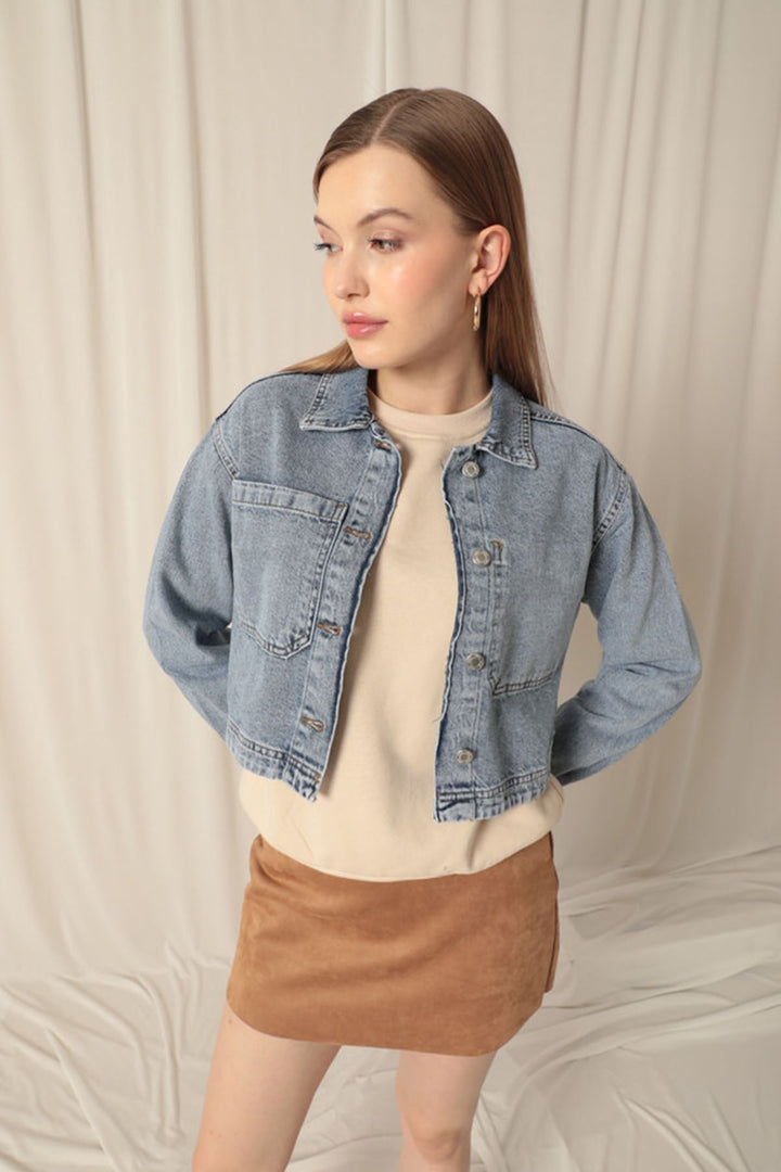 KKT Denim Fabric Women's Blue Jacket - Playa Vicente