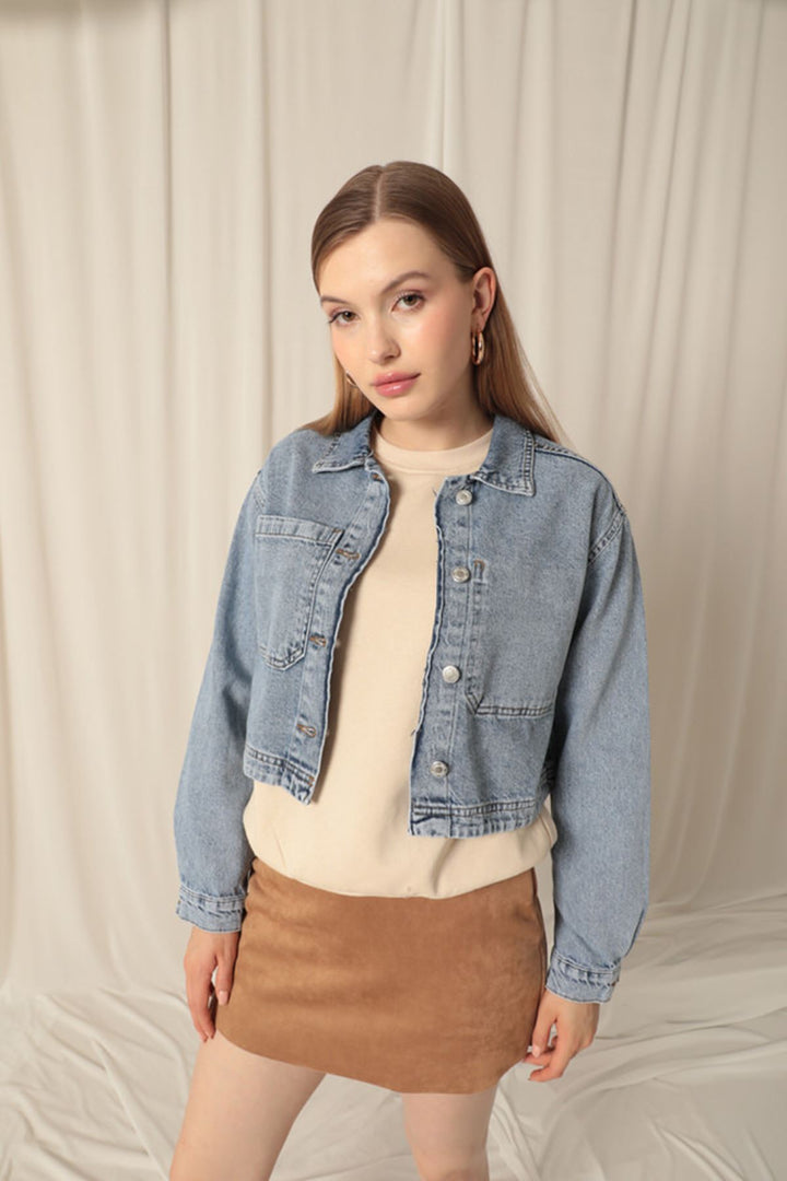 KKT Denim Fabric Women's Blue Jacket - Playa Vicente