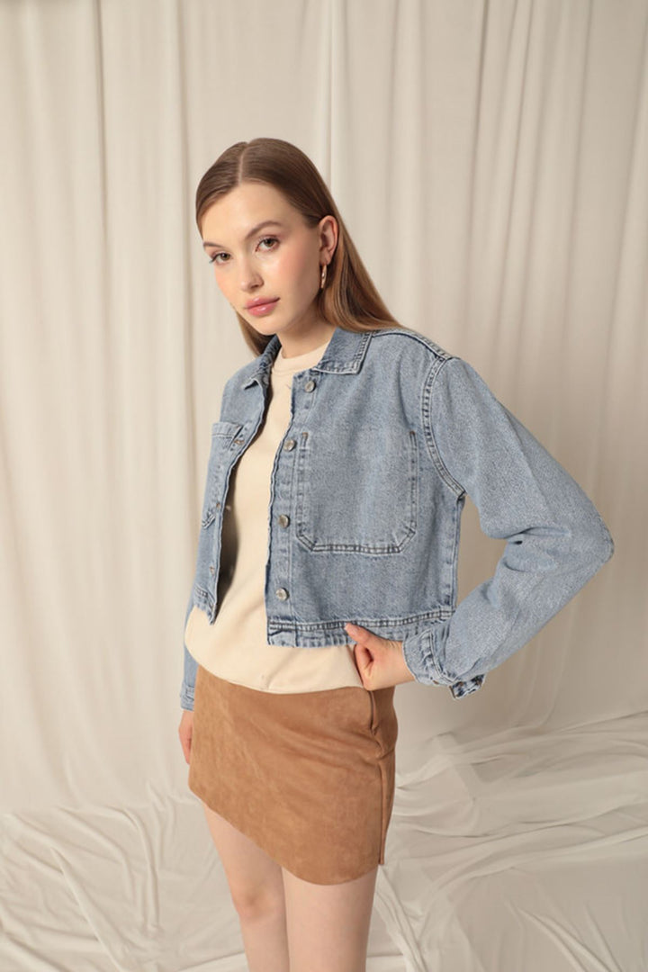 KKT Denim Fabric Women's Blue Jacket - Playa Vicente