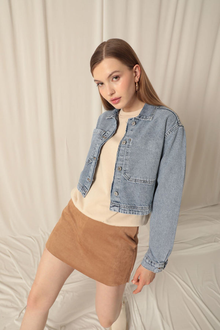 KKT Denim Fabric Women's Blue Jacket - Playa Vicente