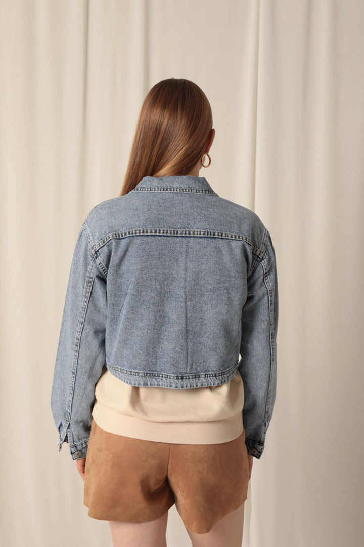 KKT Denim Fabric Women's Blue Jacket - Playa Vicente