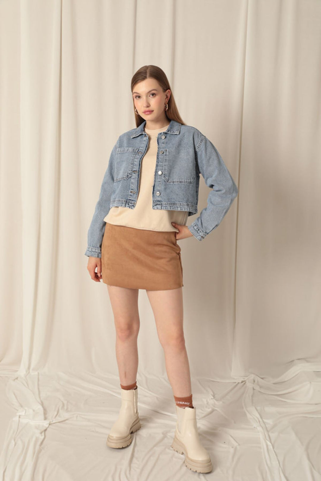 KKT Denim Fabric Women's Blue Jacket - Playa Vicente