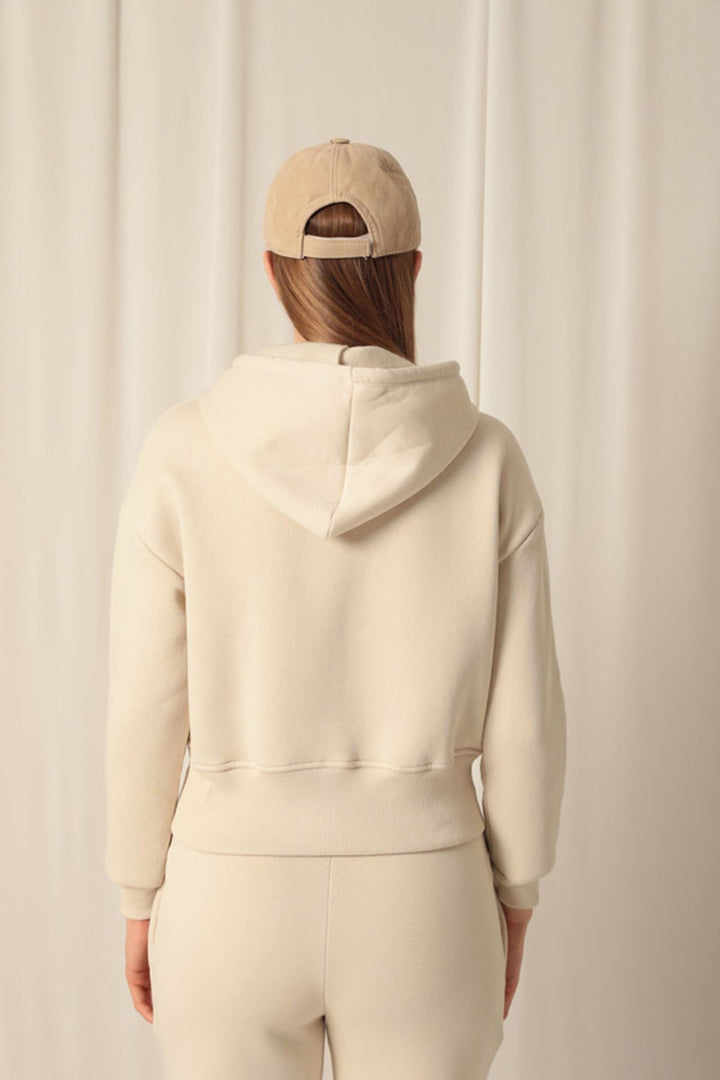 KKT Zippered Hooded Short Beige Sweat - Augusta