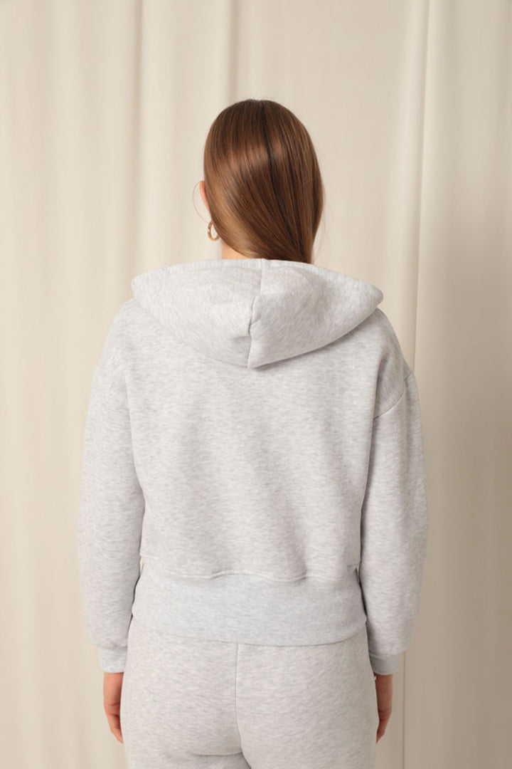 KKT Zippered Hooded Short Light Grey Sweat - Orange